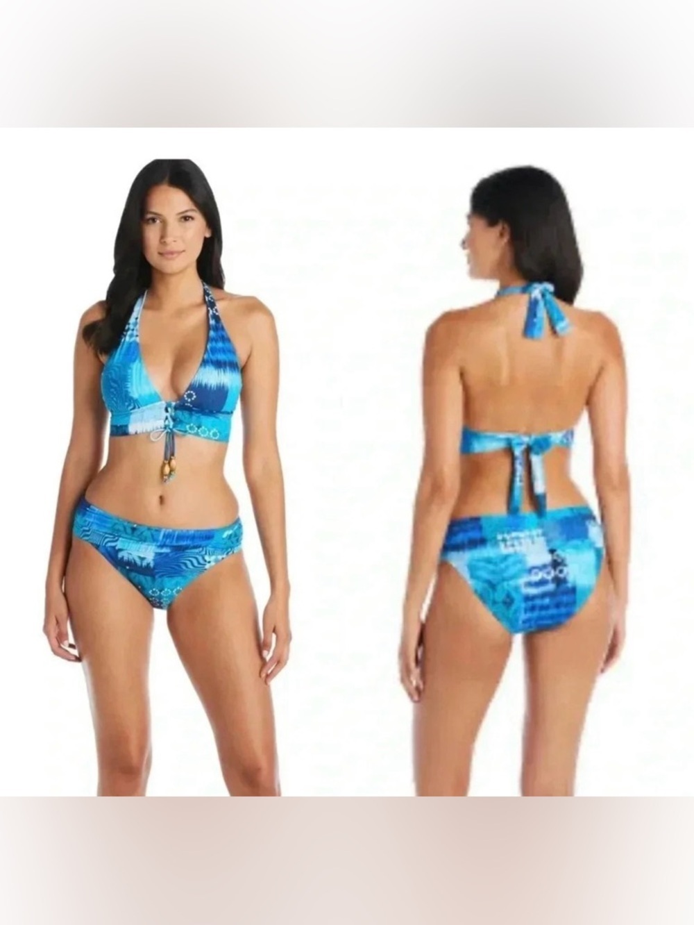 BLEU ROD BEATTIE Lace Up Halter Bra, Too Hot To Handle and Bikini Bottom Size 14